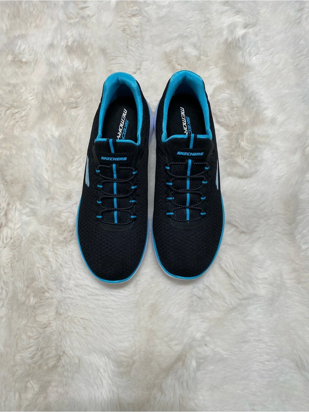 Skechers Women's Black & Teal Athletic Slip-On Sneakers